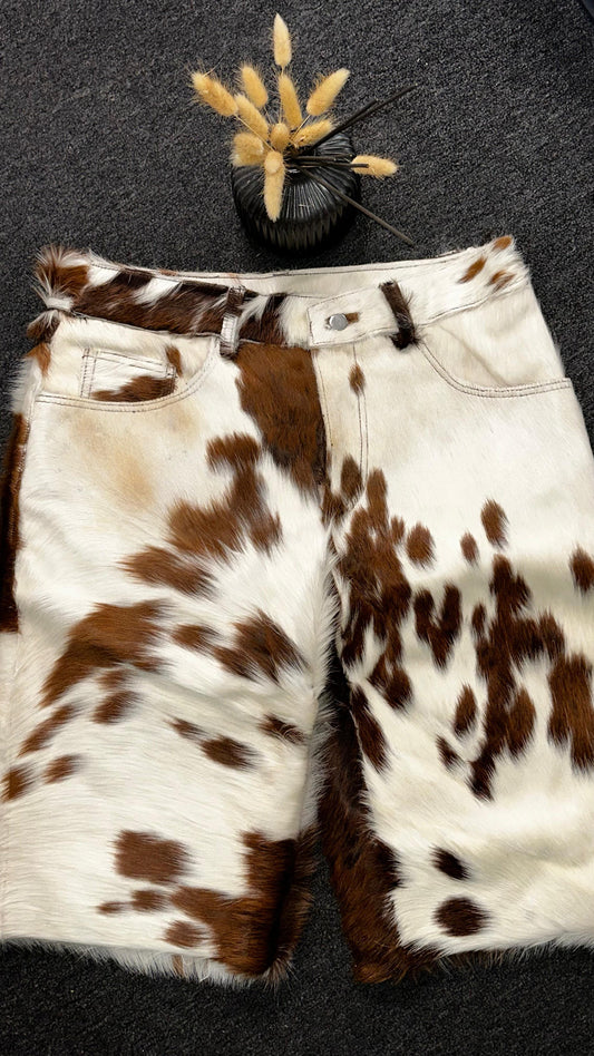 Natural Cowhide Leather Shorts